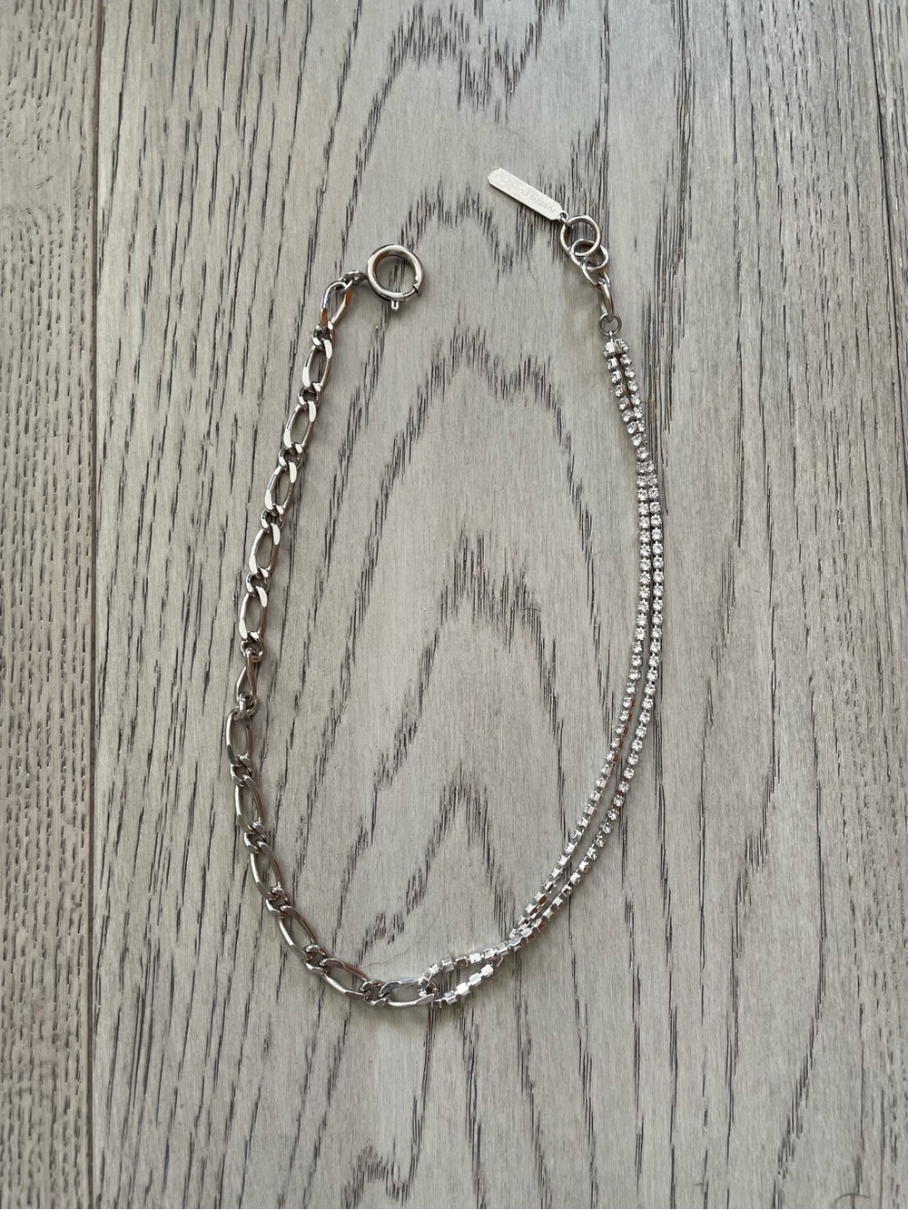 Justine Clenquet Women’s Silver Double-Strand Necklace with Crystal Accent